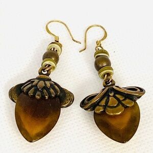 Earrings Fishhooks Antique Bronze Tone Design